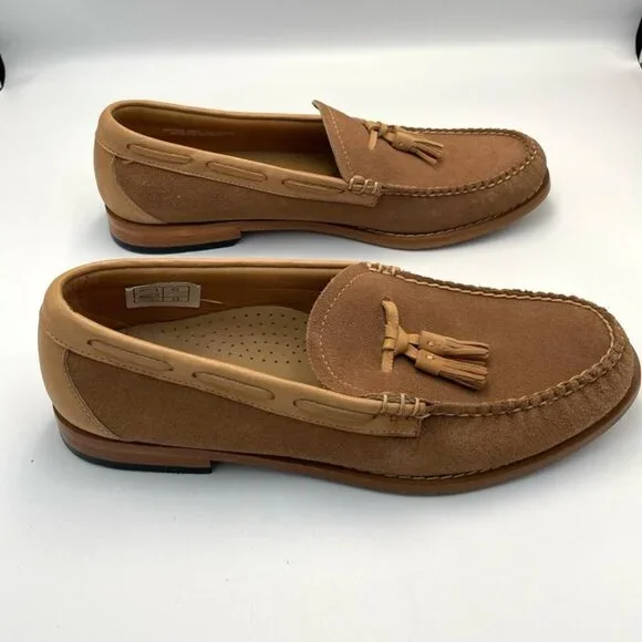 GH Bass Tassel Weejuns Loafers Men's 10 Tan Suede Leather Classic Neutral